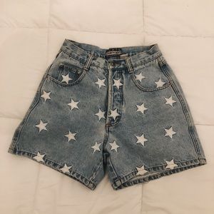 RARE 1980s vintage star embroidered denim shorts